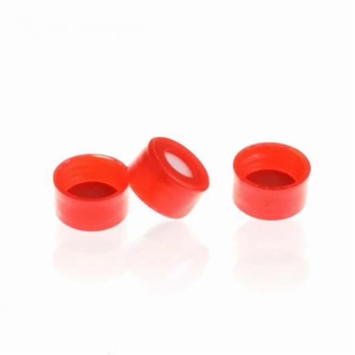 LabPRO QuickFit 9-425 Open Top Ribbed Screw Cap 9mm, Red PTFE/White Silicon Septa, Ultra Clean, 10000pcs/ctn LPQV5122