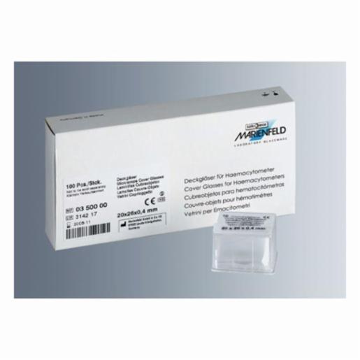 Marienfeld Cover Glass Haemacyt. 22X22X0.4mm, 100 Items MARI0351000