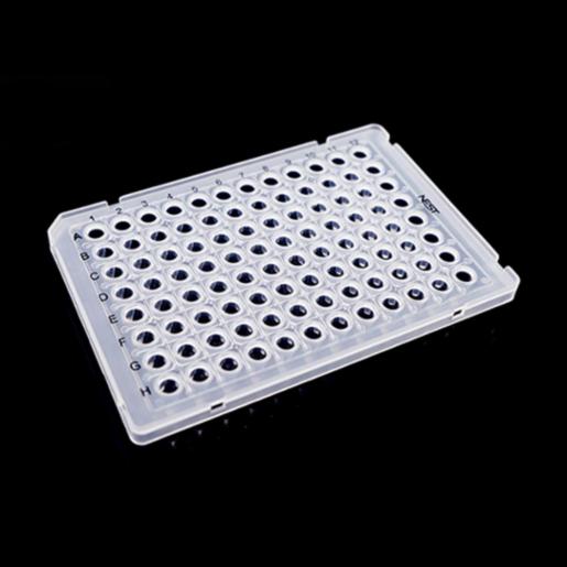 Wuxi Nest 0.1 mL 96 Well PCR Plate, Semi Skirt, Clear, A1 Notch, Compatible with ABI Machine, 5/bag, 25/pk, 100/cs 402401